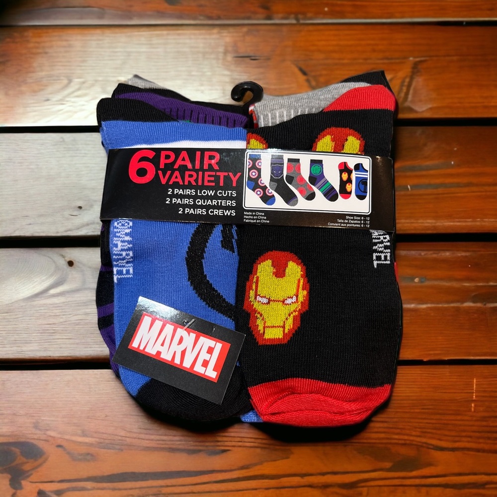 Mens Marvel Socks 6 Pack NEW